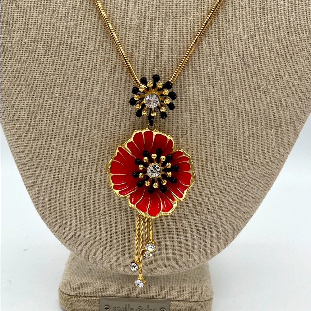 Dana Buchman Gold Poppy Necklace 26” Adjustable